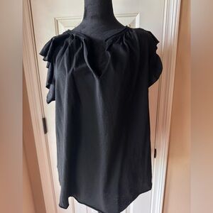 Elegant Black Ruffle Sleeve Top by JONDIE NWT